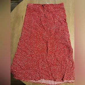 Madewell Midi Skirt - Red & White